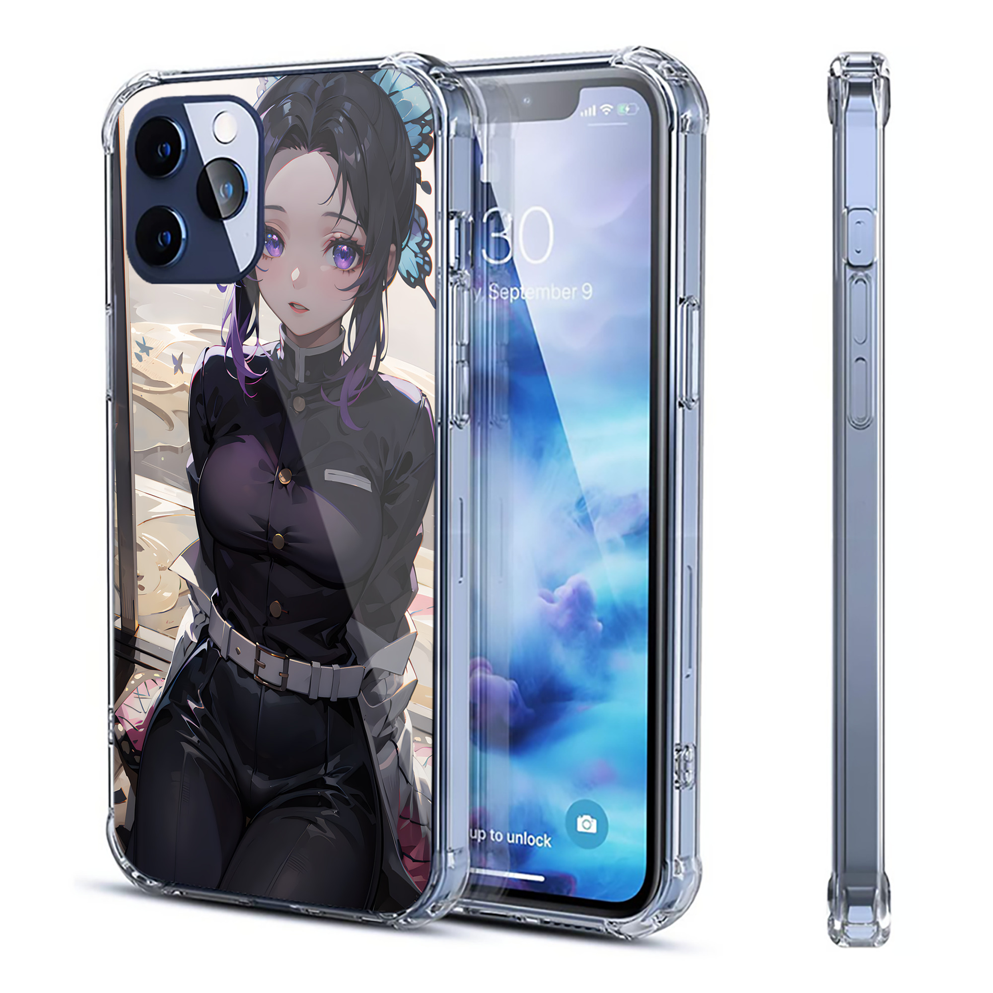 （画像用） 鬼滅の刃（きめつのやいば）蟲柱-胡蝶 しのぶ／こちょう しのぶ Kochou Shinobu 【iPhone 12シリーズ対応】透明スマホケース（クリアソフトケース）